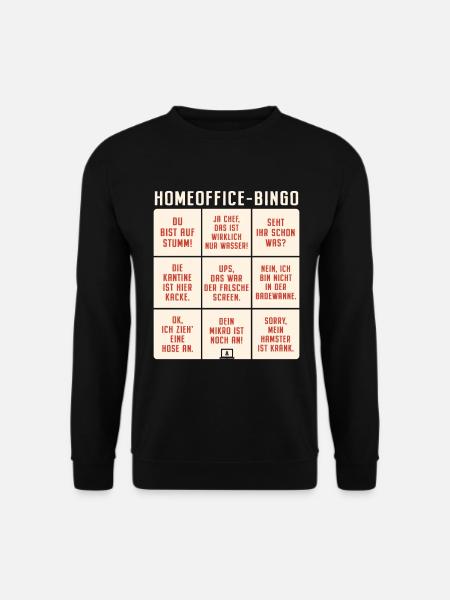 Homeoffice Bingo Büro Heimarbeit Home Office - Unisex Pullover - Schwarz