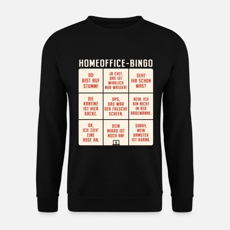 Homeoffice Bingo Büro Heimarbeit Home Office - Unisex Pullover - Schwarz