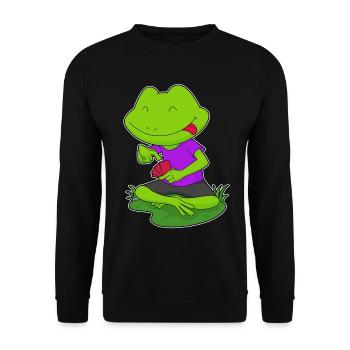 Frosch Poker Pokerkarten - Unisex Pullover - Schwarz - Vorne - Alina (178cm) & Michal (187cm)