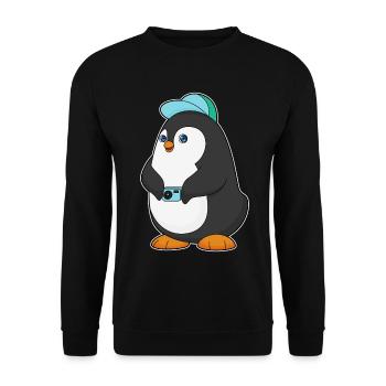 Photographe Penguin Appareil photo - Sweat-shirt Unisexe - noir - Devant - Alina (178cm) & Michal (187cm)