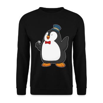 Chant du micro Penguin Singer - Sweat-shirt Unisexe - noir - Devant - Alina (178cm) & Michal (187cm)