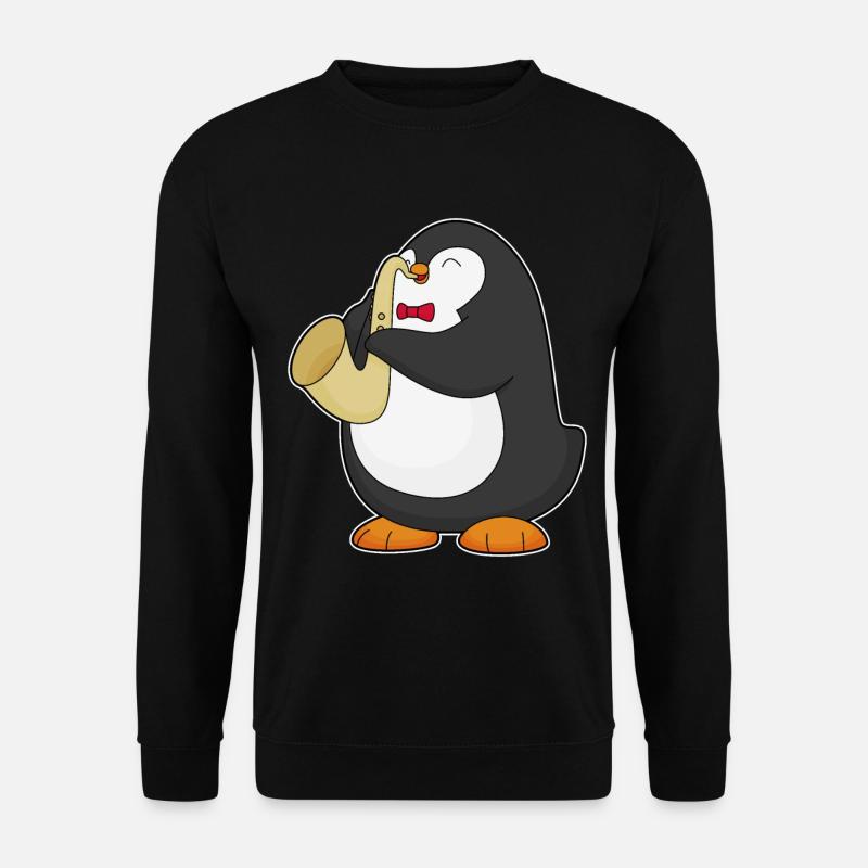 Pinguin Musiker Saxophon Musik - Unisex Pullover - Schwarz