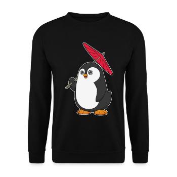 Parapluie pingouin - Sweat-shirt Unisexe - noir - Devant - Alina (178cm) & Michal (187cm)