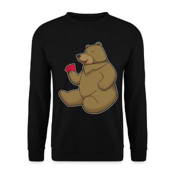 Bär Poker Pokerkarten - Unisex Pullover - Schwarz - Vorne - Alina (178cm) & Michal (187cm)