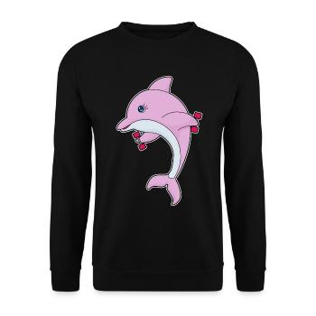 Dolphin Bodybuilder Dumbbells Bodybuilding - Unisex Sweatshirt - black - Front - Alina (178cm) & Michal (187cm)