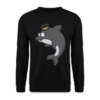 Dolphin Gentleman Top Hat - Unisex Sweatshirt - black - Front - Alina (178cm) & Michal (187cm)