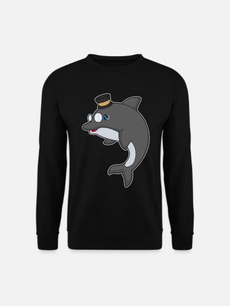 Dolphin Gentleman Top Hat - Unisex Sweatshirt - black