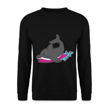 Dolphin Surfing Surfboard Summer - Unisex Sweatshirt - black - Front - Alina (178cm) & Michal (187cm)