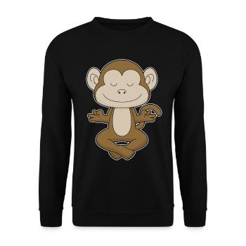 Monkey Yoga Fitness Meditation - Unisex Sweatshirt - black - Front - Alina (178cm) & Michal (187cm)