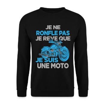 Je Ne Ronfle Pas Je Rêve Que Je Suis Une Moto - Sweat-shirt Unisexe - noir - Devant - Alina (178cm) & Michal (187cm)