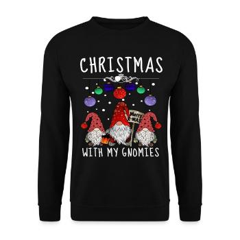 Gnome Family Christmas Elves - Unisex Sweatshirt - black - Front - Alina (178cm) & Michal (187cm)