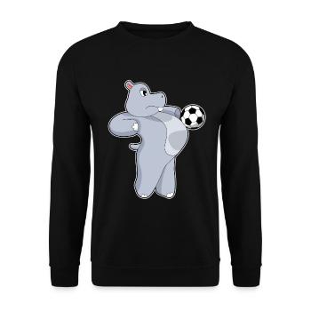 Hippopotamus Soccer Player Soccer - Unisex Sweatshirt - black - Front - Alina (178cm) & Michal (187cm)