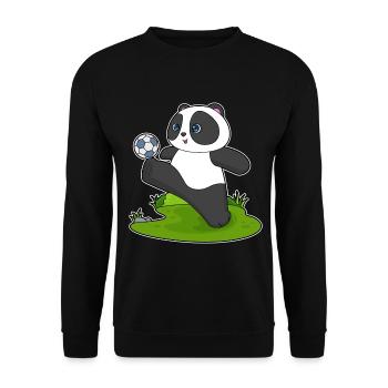Panda Fußballspieler Fußball - Unisex Pullover - Schwarz - Vorne - Alina (178cm) & Michal (187cm)