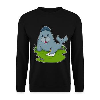 École Seal Student Pencil - Sweat-shirt Unisexe - noir - Devant - Alina (178cm) & Michal (187cm)