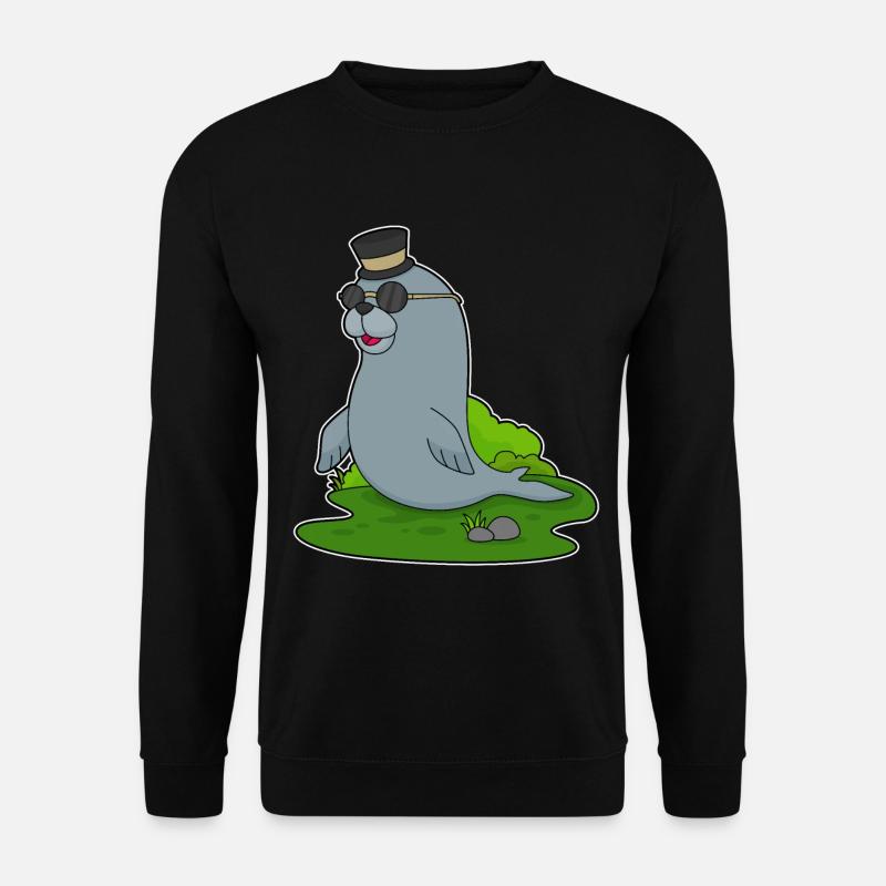 Seal Gentleman Top Hat - Unisex Sweatshirt - black