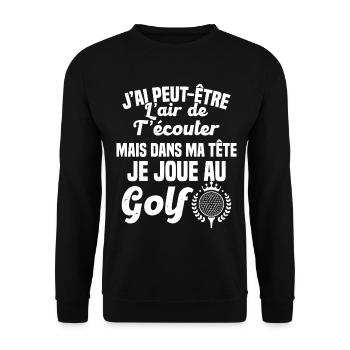 Dans ma tête je joue au Golf Cadeau Humour Golf - Sweat-shirt Unisexe - noir - Devant - Alina (178cm) & Michal (187cm)