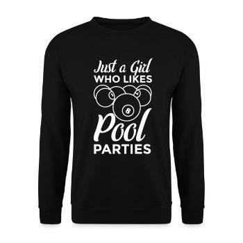Nur ein Mädchen das Poolpartys mag - Unisex Pullover - Schwarz - Vorne - Alina (178cm) & Michal (187cm)