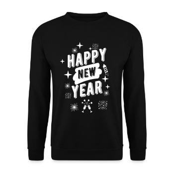 Frohes Neues Jahr, Frohes Neues Jahr, Neues Jahr, Neues Jahr - Unisex Pullover - Schwarz - Vorne - Alina (178cm) & Michal (187cm)