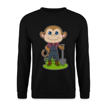 Affe Landwirt Schaufel Bauernhof - Unisex Pullover - Schwarz - Vorne - Alina (178cm) & Michal (187cm)