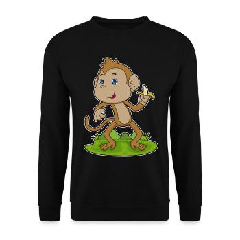 Affe Banane - Unisex Pullover - Schwarz - Vorne - Alina (178cm) & Michal (187cm)