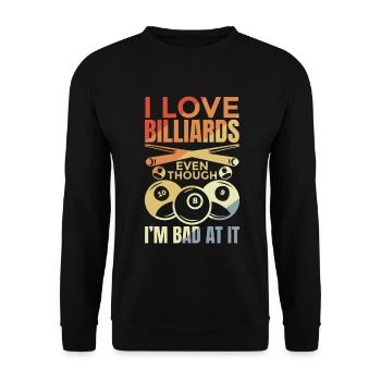 Lustiger Billard Witz - Unisex Pullover - Schwarz - Vorne - Alina (178cm) & Michal (187cm)