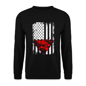 Amerikanischer Billardspieler - Unisex Pullover - Schwarz - Vorne - Alina (178cm) & Michal (187cm)