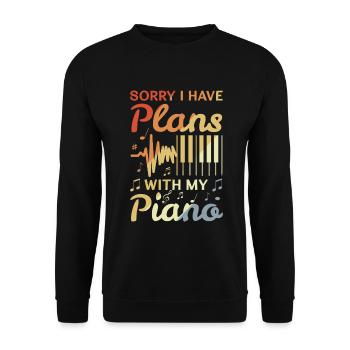 Pianist Witz - Unisex Pullover - Schwarz - Vorne - Alina (178cm) & Michal (187cm)