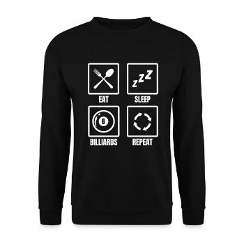 Eat Sleep Billiards Repeat - Unisex Pullover - Schwarz - Vorne - Alina (178cm) & Michal (187cm)