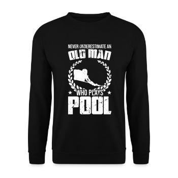 Lustiger Billard Opa - Unisex Pullover - Schwarz - Vorne - Alina (178cm) & Michal (187cm)