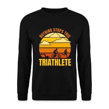 Motivierendes Triathlet Spruch - Unisex Pullover - Schwarz - Vorne - Alina (178cm) & Michal (187cm)