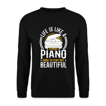 Motivation Piano - Unisex Sweatshirt - black - Front - Alina (178cm) & Michal (187cm)