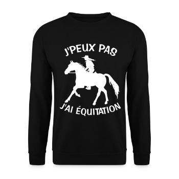 J'Peux Pas J'ai équitation - Sweat-shirt Unisexe - noir - Devant - Alina (178cm) & Michal (187cm)