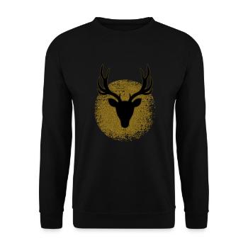 Silhouette de cerf doré en cercle - Sweat-shirt Unisexe - noir - Devant - Alina (178cm) & Michal (187cm)