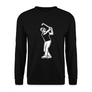 Golfspieler Junge - Unisex Pullover - Schwarz - Vorne - Alina (178cm) & Michal (187cm)