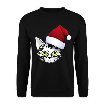 cat xmas christmas santa cat cute cute lol - Unisex Sweatshirt - black - Front - Alina (178cm) & Michal (187cm)