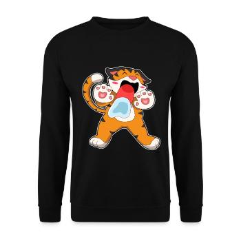 Lustiger Tiger - Unisex Pullover - Schwarz - Vorne - Alina (178cm) & Michal (187cm)