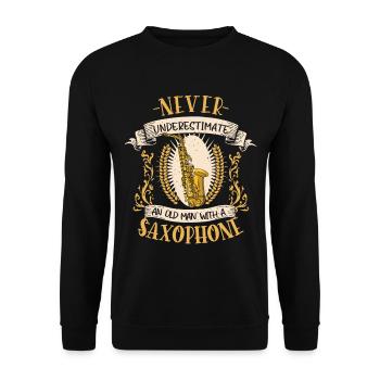 Saxophon Musiker Instrument Saxophonist Geschenk - Unisex Pullover - Schwarz - Vorne - Alina (178cm) & Michal (187cm)