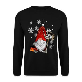 Gamer Wichtel Schneeflocken Christmas Gnom - Unisex Pullover - Schwarz - Vorne - Alina (178cm) & Michal (187cm)