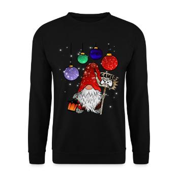 Gamer Wichtel Christmas Gnome - Unisex Pullover - Schwarz - Vorne - Alina (178cm) & Michal (187cm)