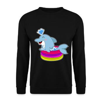 Dolphin Swimming Pool Summer - Unisex Sweatshirt - black - Front - Alina (178cm) & Michal (187cm)