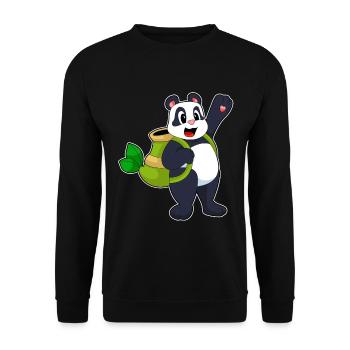 Panda Schüler Rucksack Schule - Unisex Pullover - Schwarz - Vorne - Alina (178cm) & Michal (187cm)