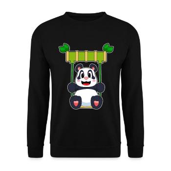 Panda Schaukel - Unisex Pullover - Schwarz - Vorne - Alina (178cm) & Michal (187cm)