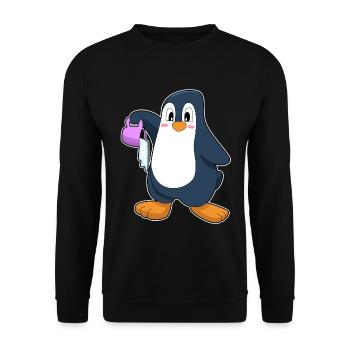 Penguin Iced Coffee - Unisex Sweatshirt - black - Front - Alina (178cm) & Michal (187cm)