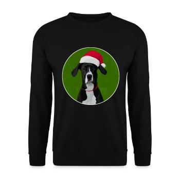 Grand chien danois au chapeau de père Noël pour Noël - Sweat-shirt Unisexe - noir - Devant - Alina (178cm) & Michal (187cm)