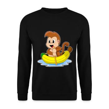 Affe kleines Boot - Unisex Pullover - Schwarz - Vorne - Alina (178cm) & Michal (187cm)