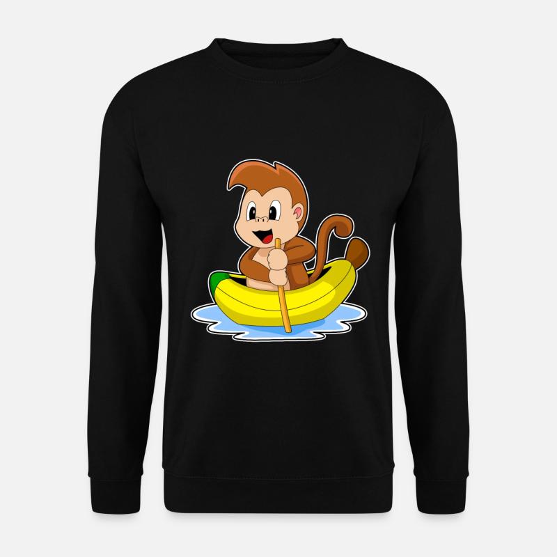 Affe Banane Boot - Unisex Pullover - Schwarz