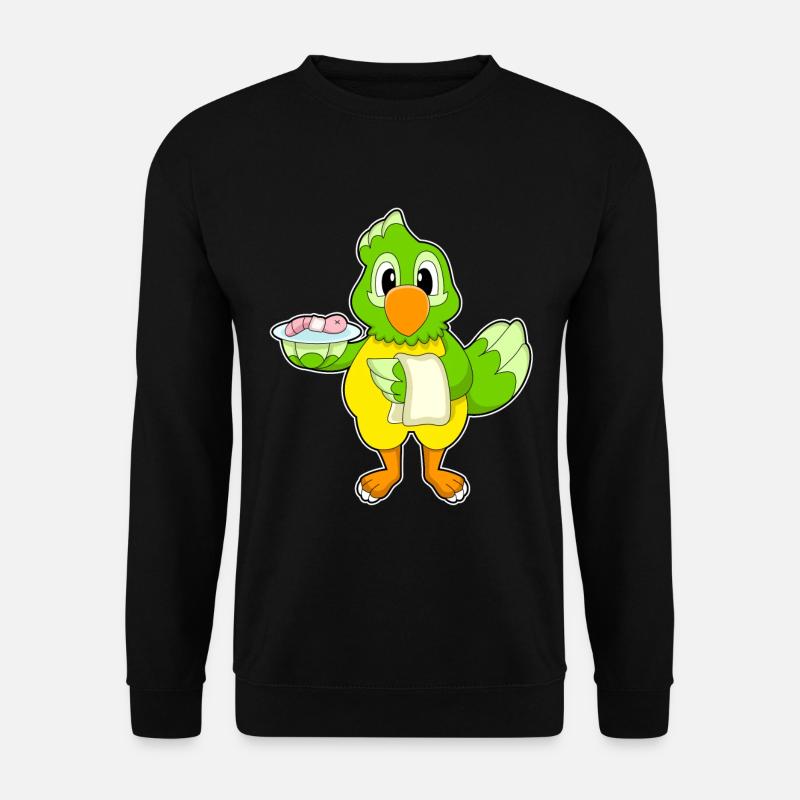 Papagei Koch Wurm Kochen - Unisex Pullover - Schwarz