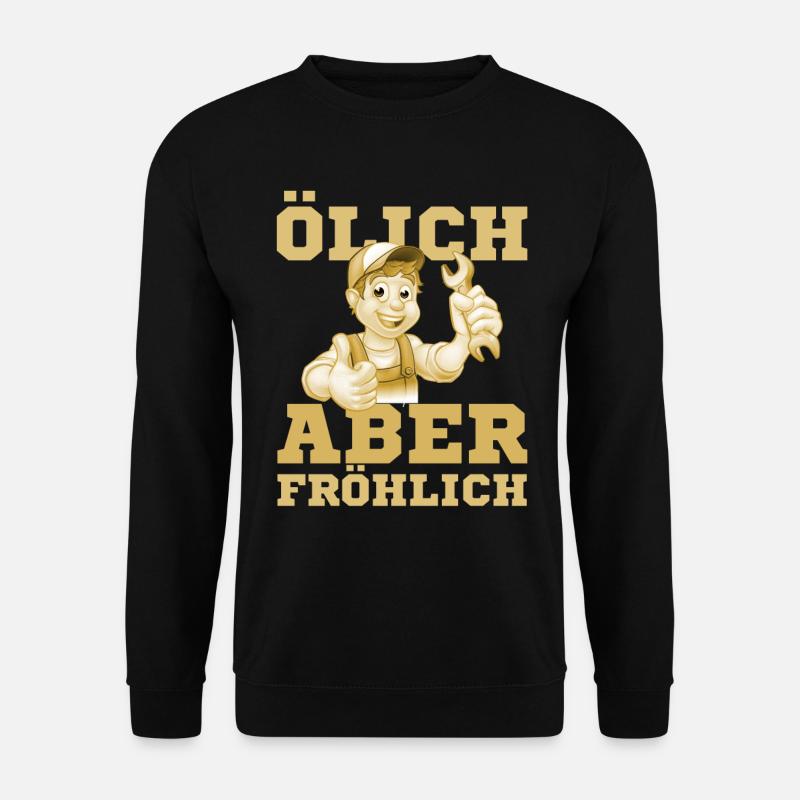 Öl & Fröhlicher Mechaniker - Unisex Pullover - Schwarz