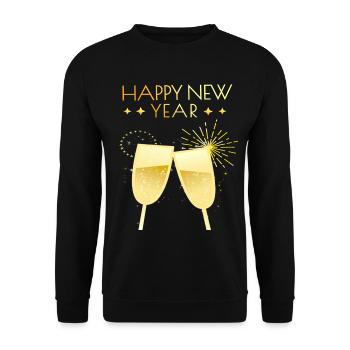 Bonne année or - Sweat-shirt Unisexe - noir - Devant - Alina (178cm) & Michal (187cm)