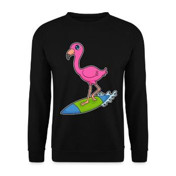 Flamingo Surfen Surfbrett Sommer - Unisex Pullover - Schwarz - Vorne - Alina (178cm) & Michal (187cm)